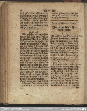 De jurisdictione ordinaria. Von ordentlichen Gerichts-Zwang. A. 41
