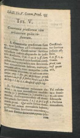 Tit. V. Communia praediorum tàm urbanorum quàm rusticorum