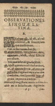 Observationes Linguae Latinae.