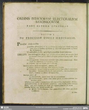 Ordinis Iudiciorum Electoralium Saxonicorum Pars Altera Specialis