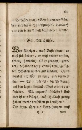 Von der Buße. - Erweckung der drey göttlichen Tugenden.