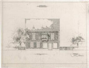Gsaenger, Gustav; München - Moosach; Haus Eierschmalz, Wiederaufbau - Bäckerei Eierschmalz, Fassade, Strassenseite (Ansicht)