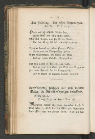 Correspondenz zwischen mir und meinem Vetter, die Bibelübersetzungen betreffend.