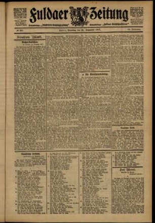 Zweite Ausgabe vom Samstag, den 21. Dezember 1907.