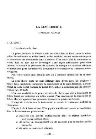 489-498, La semi-liberte