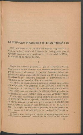 La situación financiera de Gran Bretaña - (1)