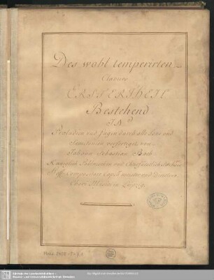Das Wohltemperierte Klavier - Mus.2405-T-7,1 : pf; BWV 846-869