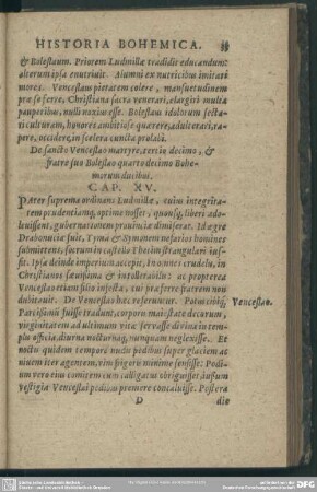 Cap. XV. De sancto Venceslao martyre, tertio decimo, & fratre suo Boleslao quarto decimo Bohemorum ducibus