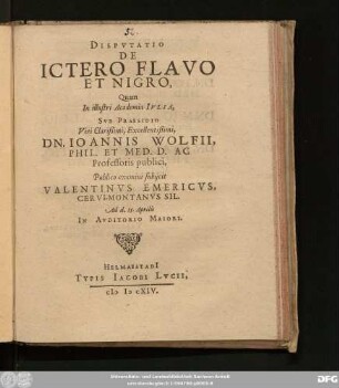 Disputatio De Ictero Flavo Et Nigro