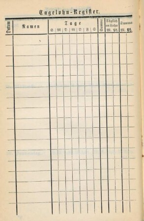 Tagelohn-Register, Aussaat-, Ernte-, Erdrutsch-Tabelle ...