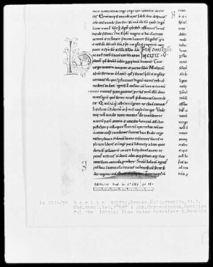 Johannes Chrysostomos, Omiliae super Matthaeus — Initiale H(oc autem totum), Folio 18verso