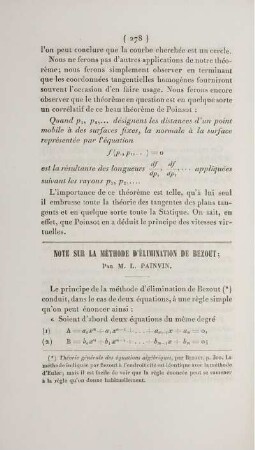 Note sur la méthode d'élimination de Bezout.
