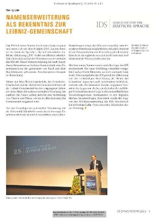 Namenserweiterung als Bekenntnis zur Leibniz-Gemeinschaft