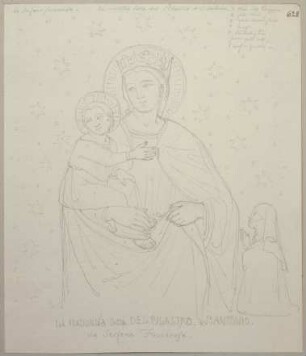 Maria mit dem Jesuskind und einer weiblichen Stifterfigur, irrtümlicherweise ausgewiesen als Stefano da Ferraras Madonna del Pilastro in der Basilica di Sant'Antonio in Padua