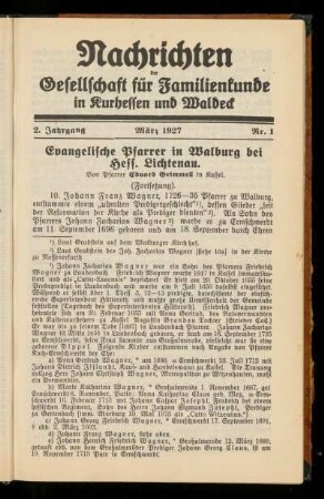 2. Jahrgang, Nr. 1, März 1927