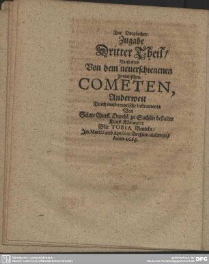 Der Dreyfachen Zugabe Dritter Theil /