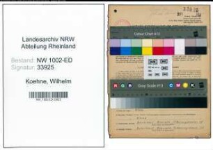 Entnazifizierung Wilhelm Koehne, geb. 20.05.1906 (Kaplan)