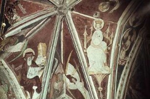 Christus, Maria, Kirchenväter, Evangelistensymbole und Engel mit den Leidenswerkzeugen