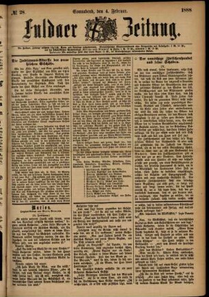 Ausgabe vom Samstag, den 04. Februar 1888.