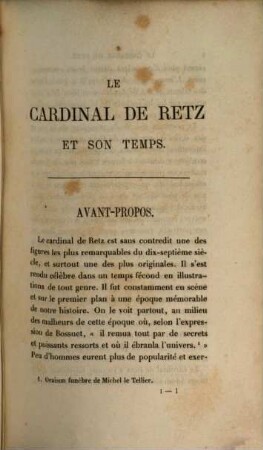 Le Cardinal de Retz et son temps : Étude historique et littéraire, 1