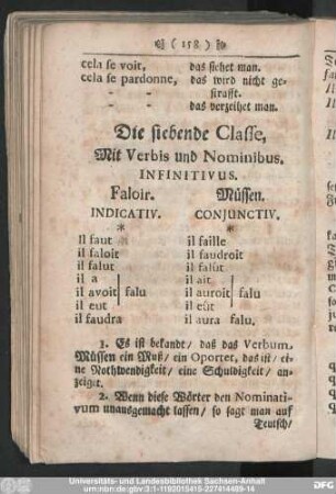 Die siebende Classe, Mit Verbis und Nominibus.
