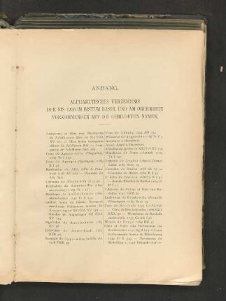 Anhang. Alphabetisches Verzeichnis der bis 1200 im Bistum Basel und am Oberrhein vorkommenden mit De gebildeten Namen.