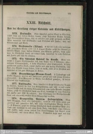 XXIII. Abschnitt. Von der Bereitung einiger Getränke und Erfrischungen