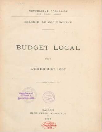 1887: Budget local