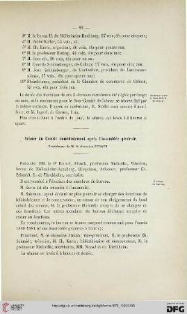 Séance du Comité immédiatement après l'assemblée générale