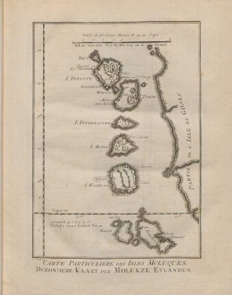 Carte particuliere des isles Moluques. Byzondere kaart der Molukze eylanden
