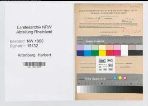 Entnazifizierung Herbert Kromberg, geb. 12.11.1908 (Monteur)