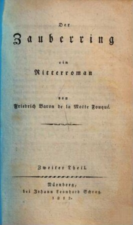 Der Zauberring : ein Ritterroman, 2