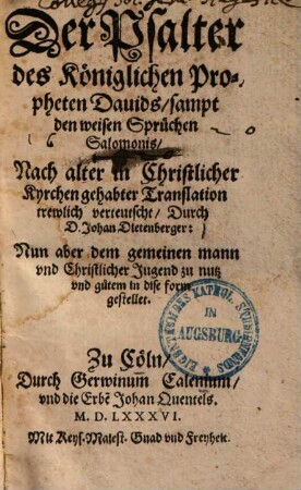 Der Psalter des Königlichen Propheten Davids