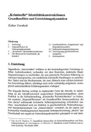 487-498, "Kriminelle" Identitätskonstruktionen: Grundkonflikte und Entwicklungsdynamiken
