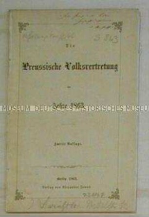 Flugschrift "Die Preußische Volksvertretung im Jahre 1863"