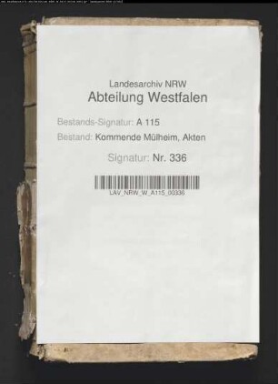 Archivrepertorium der Kommende Mülheim (Lit. A - J 43).
