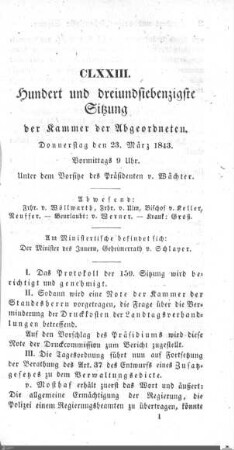 173. Sitzung, Stuttgart, 23.3.1843