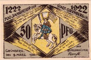 Notgeld der Stadt Grünberg in Hessen