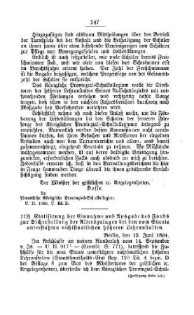 Etatisirung der Einnahme und Ausgabe des Fonds zur Sicherstellung der Alterszulagen bei den vom Staate unterstützten nichtstaatlichen höheren Lehranstalten : [D. Höhere Lehranstalten]
