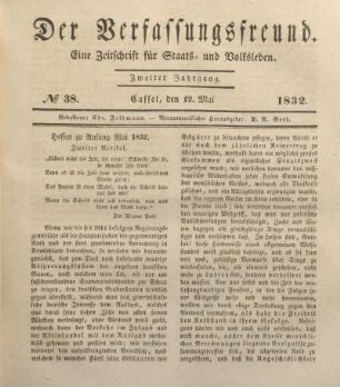 № 38. Cassel, den 12. Mai 1832.
