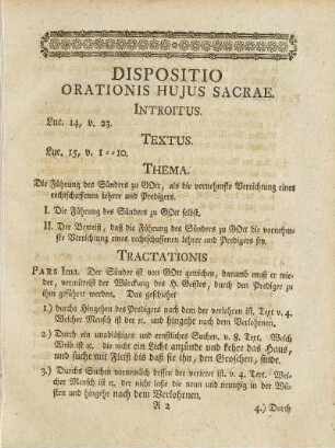 Dispositio Orationis Hujus Sacrae.