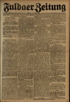 Erste Ausgabe vom Samstag, den 22. Juni 1918.