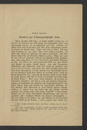 Erstes Kapitel. Quellen zur Lebensgeschichte Jesu