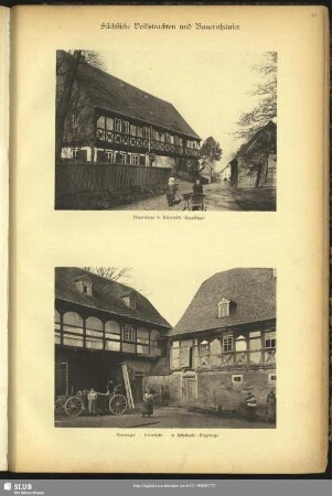 Blatt 32. Bild 1. Bauernhaus in Kühnhaide (Erzgebirge). Bild 2. Bauerngut - Hofansicht - in Kühnhaide (Erzgebirge)
