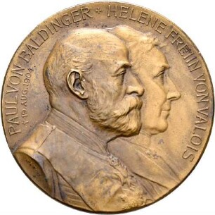 Medaille auf die Silberne Hochzeit von Paul von Baldinger und Helene Freiin von Valois