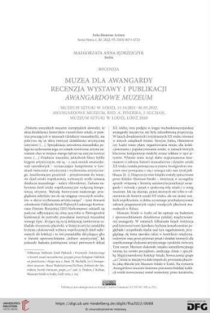 Seria nowa 20: Muzea dla awangardy recenzja wystawy i publikacji awangardowe muzeum