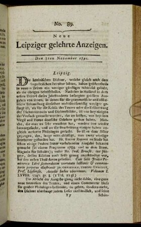 No. 89. Den 7ten November 1791.