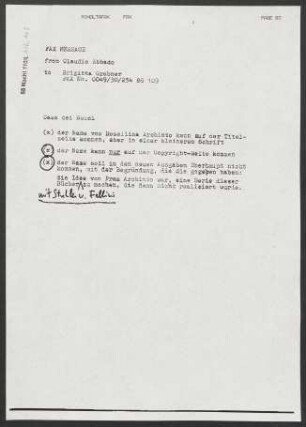 Brief an Brigitta Grabner, 1994 [Dezember; datiert nach Einordnung]
