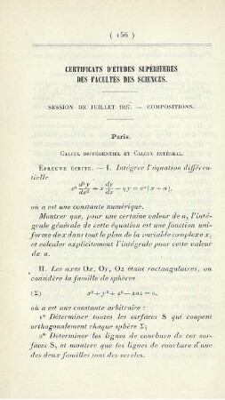 Certificats d'Études Supérieures des Facultés des Sciences.