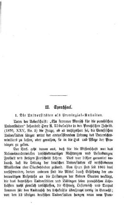 Die Universitäten als Provinzial-Anstalten : Sprechsaal